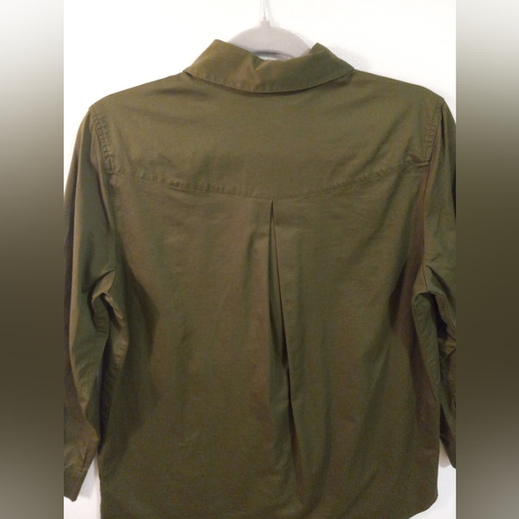 Susan Graver Dark Green Button Up Blouse Size 10 - Picture 5 of 10